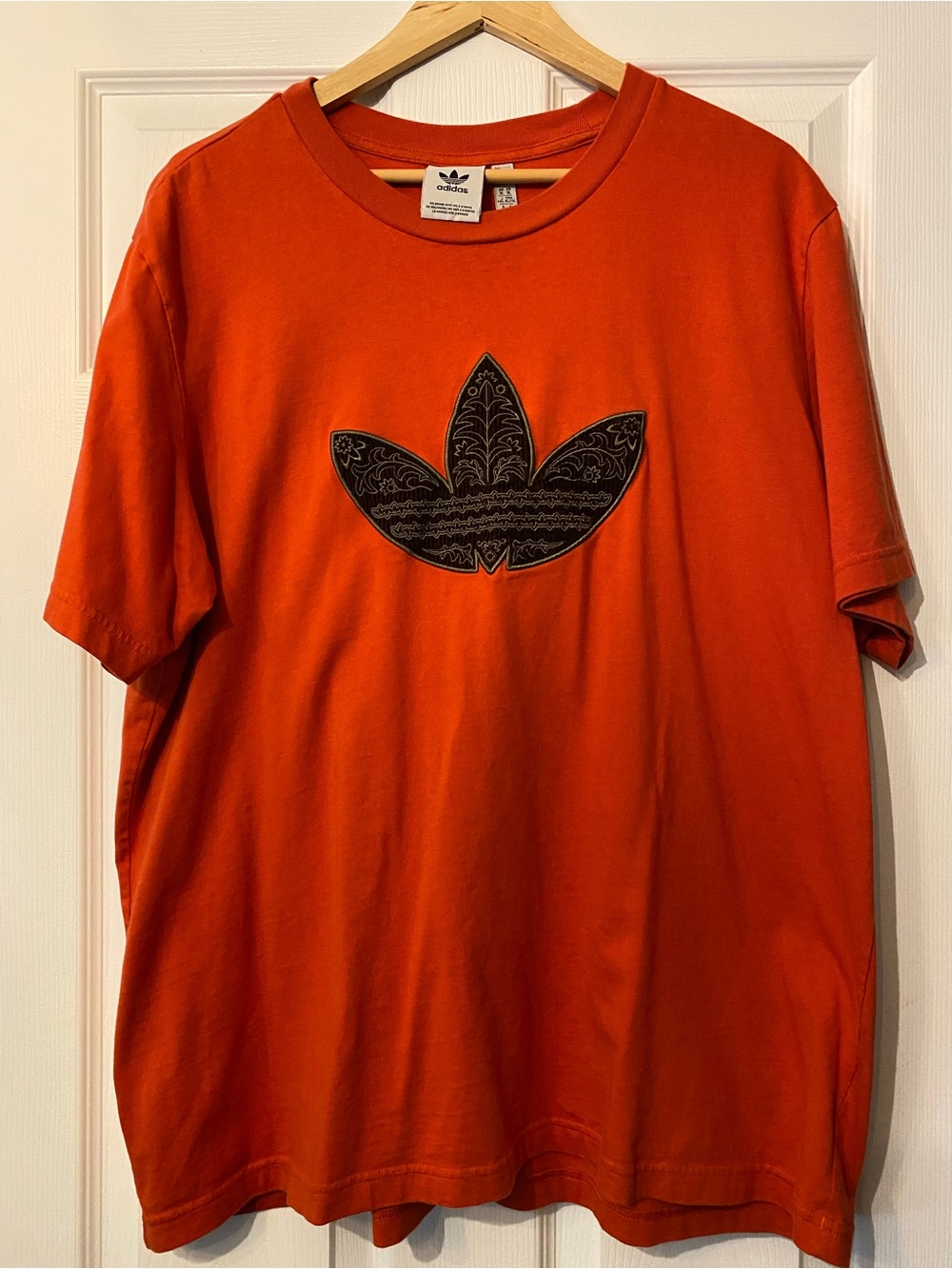 adidas Orange Tee with Black Trefoil Tag